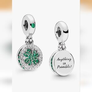 **NEW** 925 sterling silver 4 LEAF CLOVER ANYTHING IS POSSIBLE